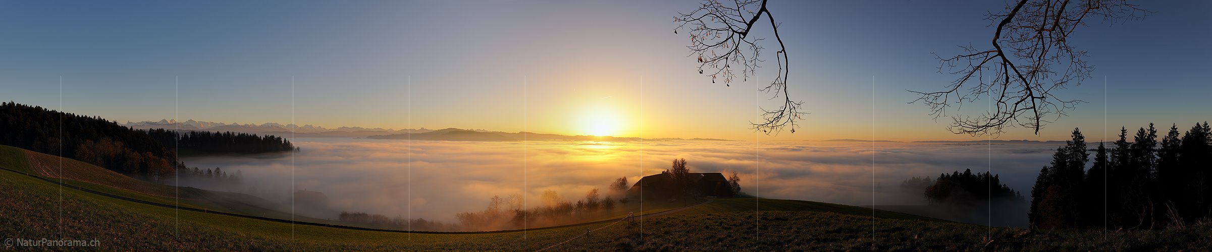 P010916a: Panoramafoto Abendstimmung mit Nebelmeer