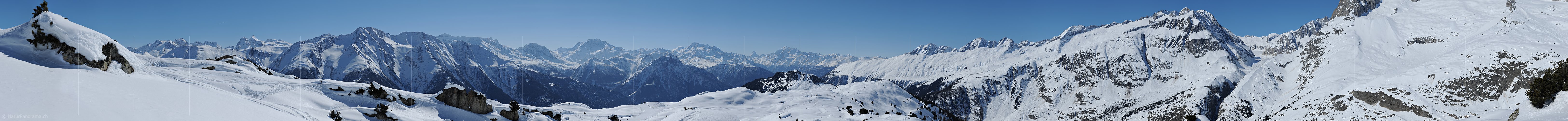 P012226a: Panoramafoto Walliser Alpen vom Aletschgebiet (Winterlandschaft)