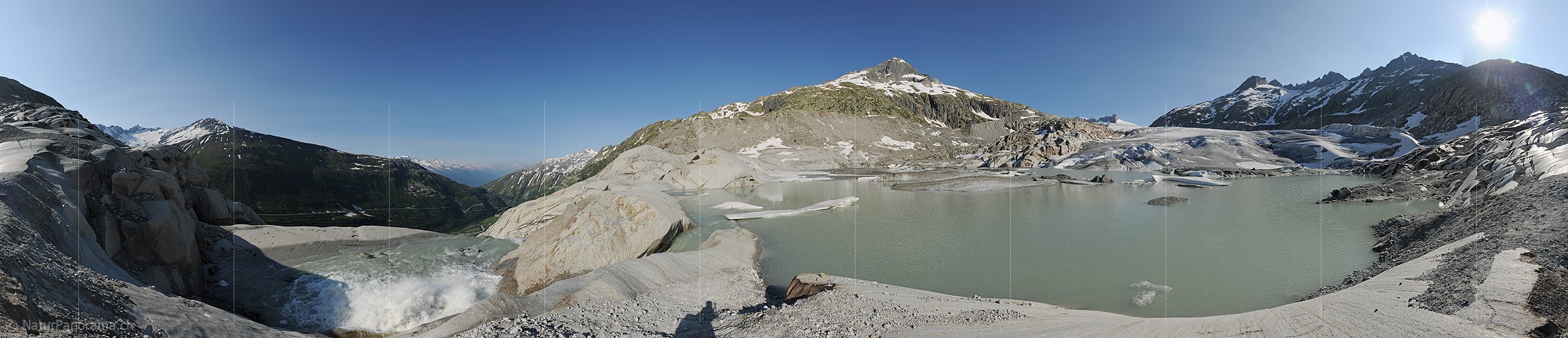 P013105: 360° Panoramafoto Gletscherrandsee am Rhonegletscher (Stand 7.2013)