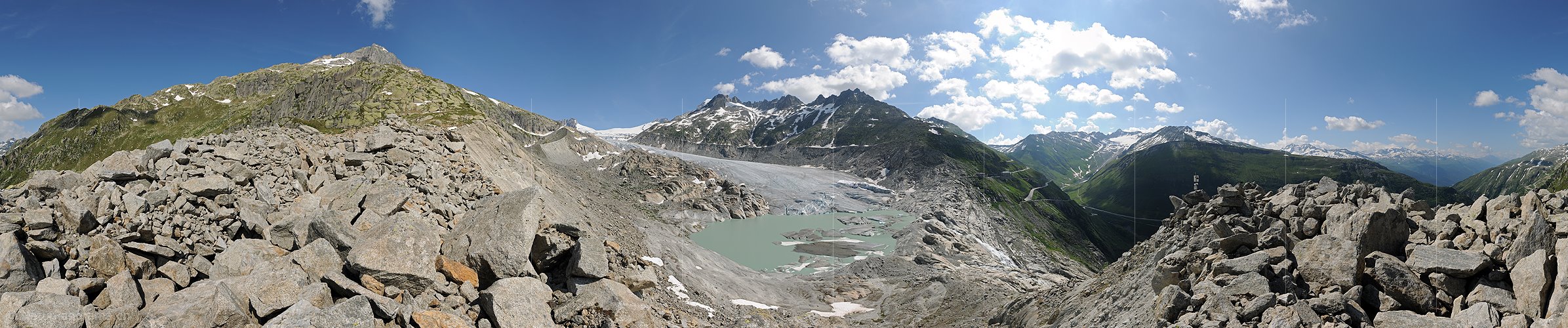 P013202: 360° Panoramafoto Rhonegletscher von der Westmoräne (Stand 7.2013)