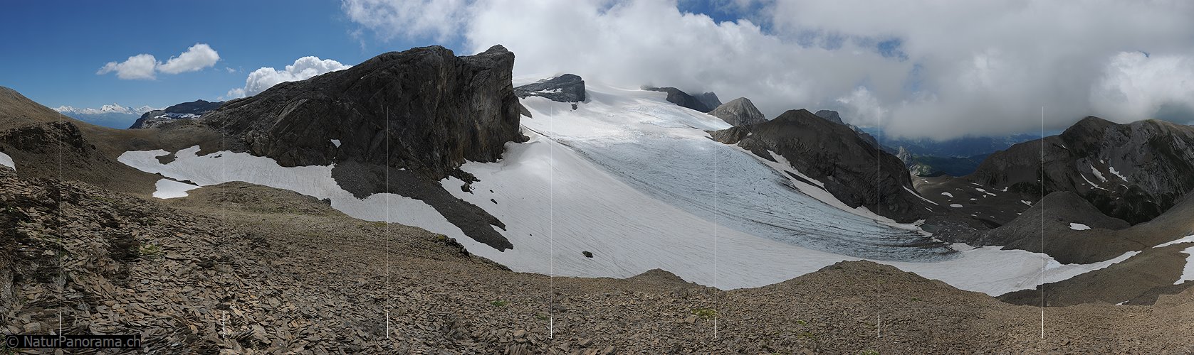 P013348: Gigapixel-Panoramafoto Schnidejoch, Tungelgletscher und Chilchligletscher