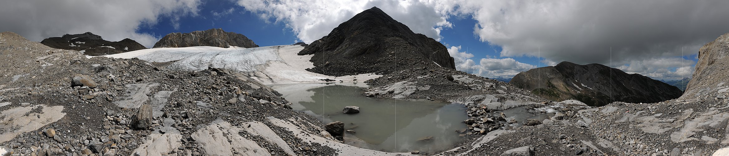 P013355: 360° Panoramabild Gletschersee am Chilchligletscher