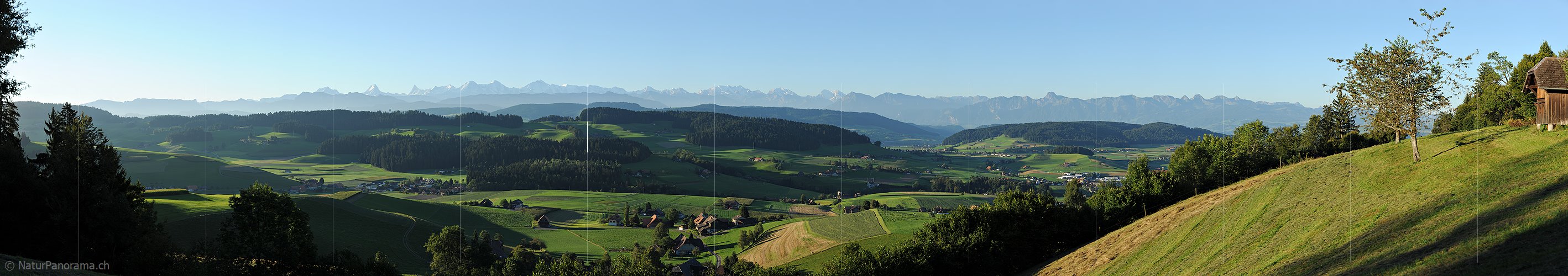 P013543: Grosses Panoramafoto Emmentaler Hügellandschaft im Morgenlicht