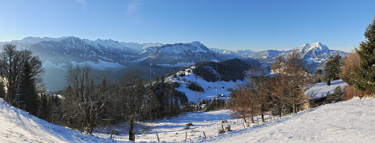 P014109b: Grosses Panoramafoto Buochserhorn, Stanserhorn und Pilatus vom Bürgenstock