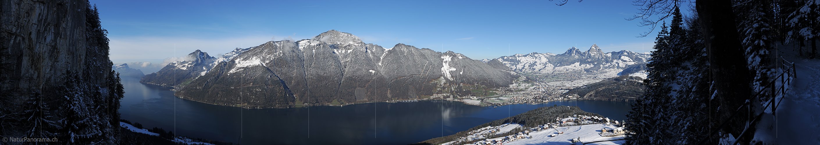 P014145: Panoramafoto Seelisberg, Vierwaldstättersee und Schwyz
