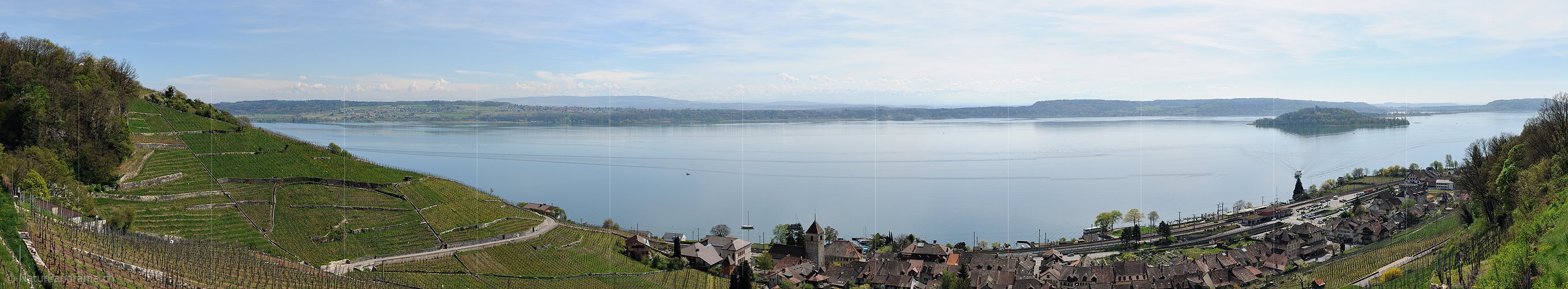P014380: Panoramabild Bielersee und Twann
