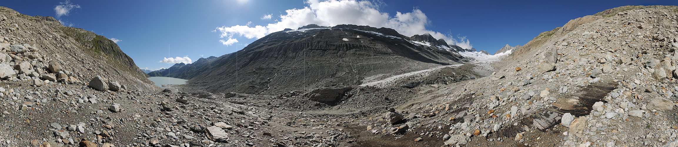 P014964: 360° Panoramafoto Oberaargletscher (Ehemaliges seitliches Gletschertor, Stand 8.2014)