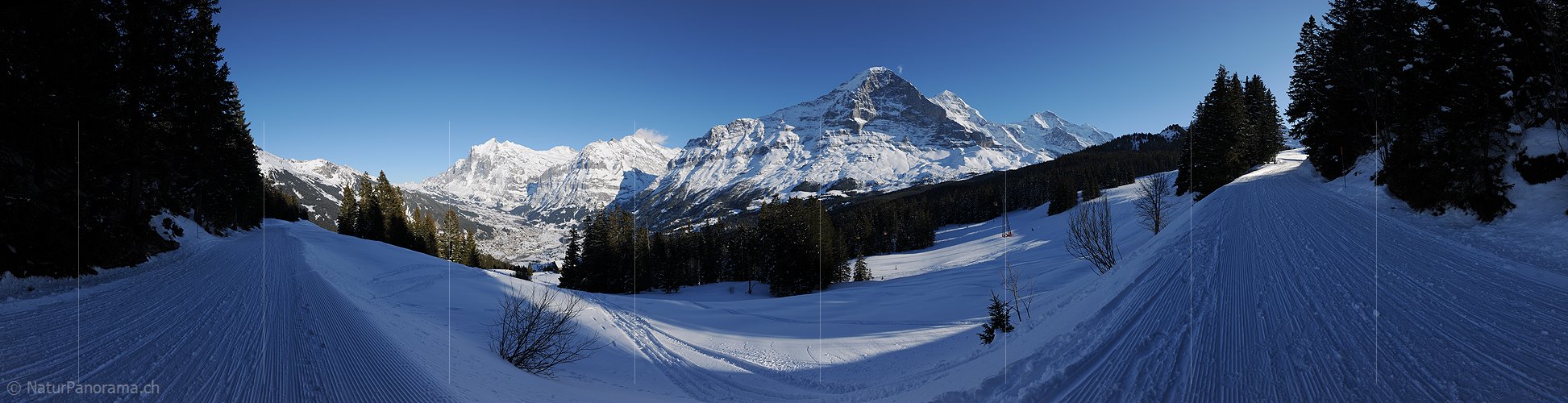 P015761: Panoramafoto Winterliche Eigernordwand im Abendlicht