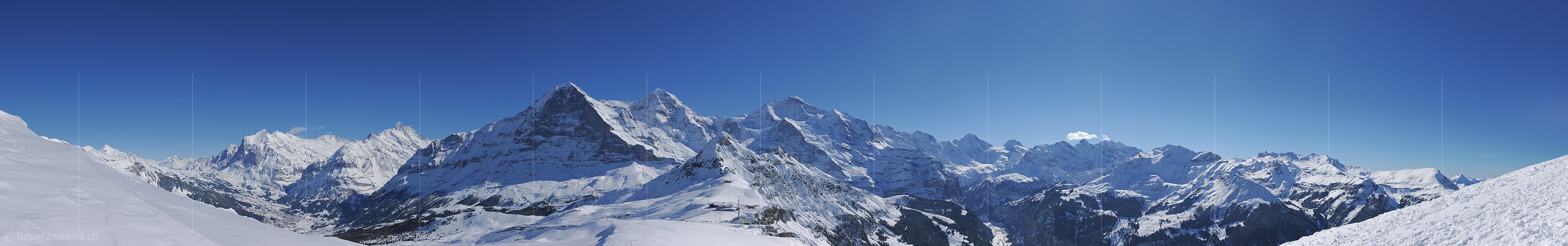 P015764: Panoramafoto Berner Alpen mit Eiger, Mönch und Jungfrau vom Männlichen im Winter