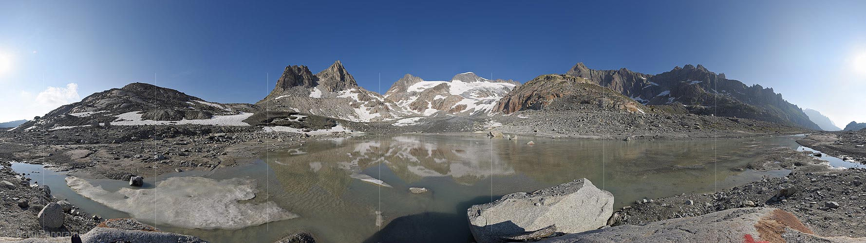 P016515: 360° Panoramic photo Floodplain before Tiefen glacier (Urner Alps)
