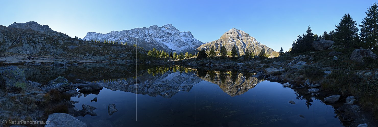 P016902: Gigapixel-Panoramafoto Perfekte Spiegelung in Bergsee (Morgenstimmung)