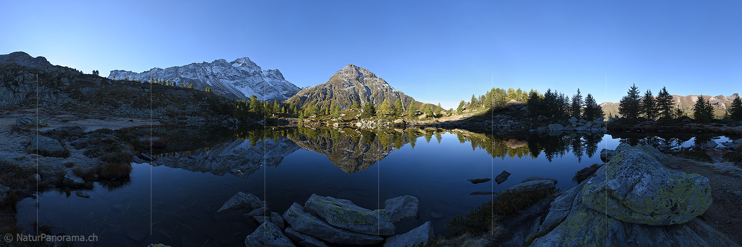 P016903: Panoramaic photo Morning at mountain lake (with reflection)