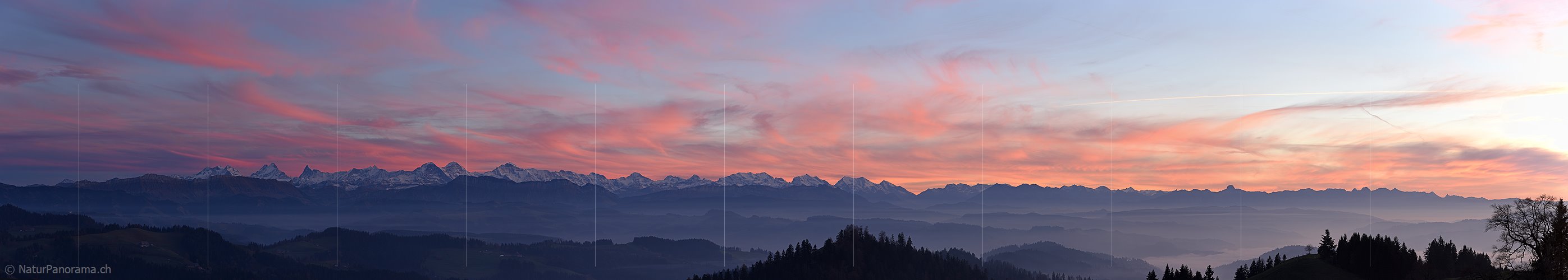 P016938: Panoramafoto Abendrot über den Berner Alpen