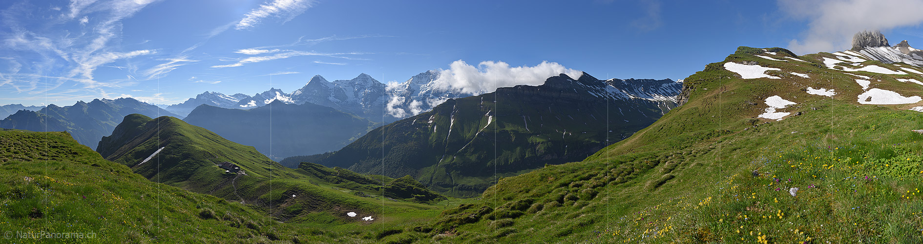 P018042: Grosses Panoramafoto des Dreigestirns Eiger, Mönch und Jungfrau