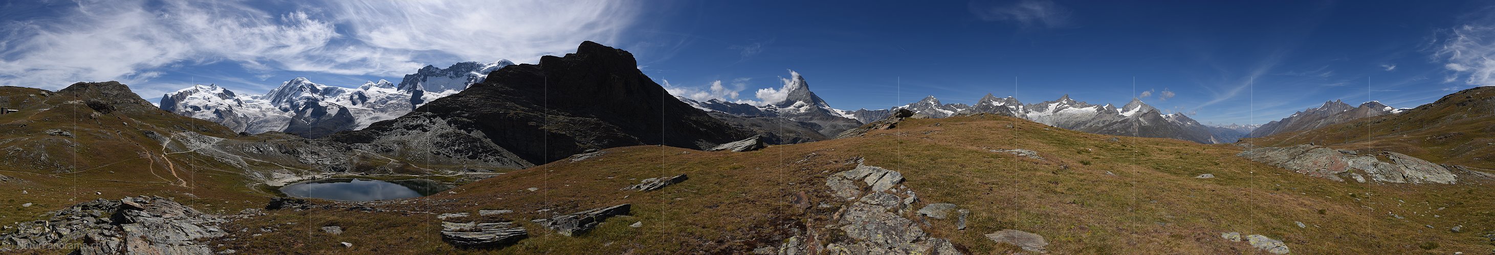 P018532: 360° Panoramafoto Riffelsee und Zermatter Bergwelt