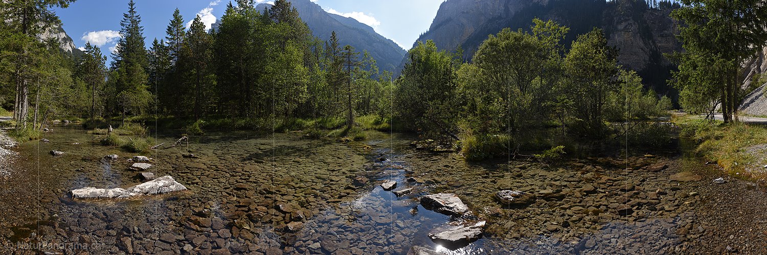 P018568: Panoramafoto Waldquelle in Auenlandschaft