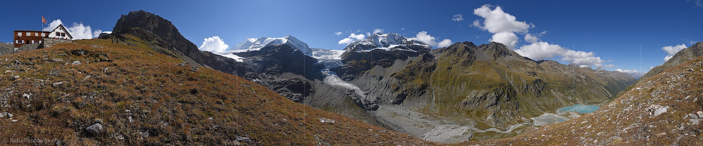P018607: 360° Panoramafoto Turtmanngletscher und Turtmannhütte (Stand 9.2016)