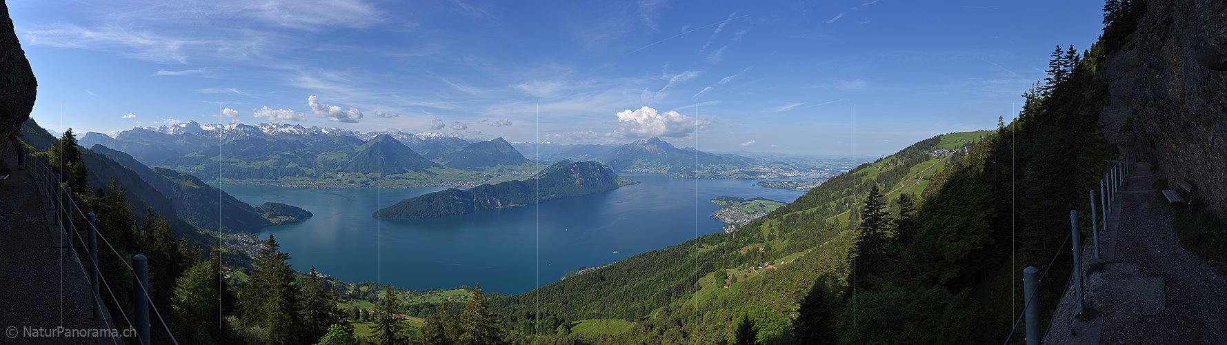 P019855: Panoramafoto Zentralschweiz und Vierwaldstättersee von Rigi Kaltbad
