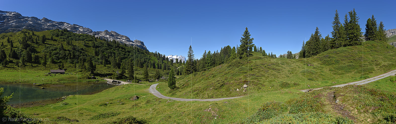 P019991: Panoramic photo Lake Engstelen (Engstlensee) and Wetterhorn