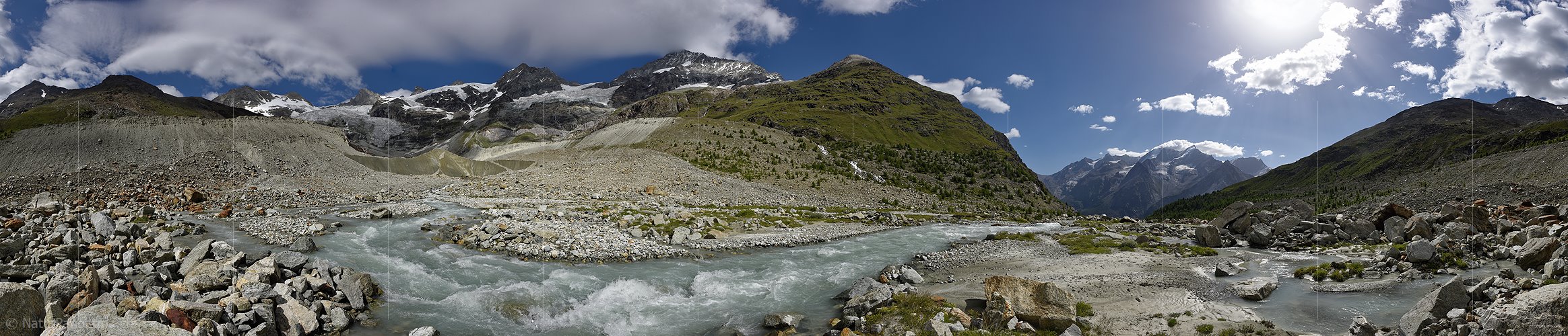P020098: 360° Panoramafoto Vorbeifliessender Gletscherbach