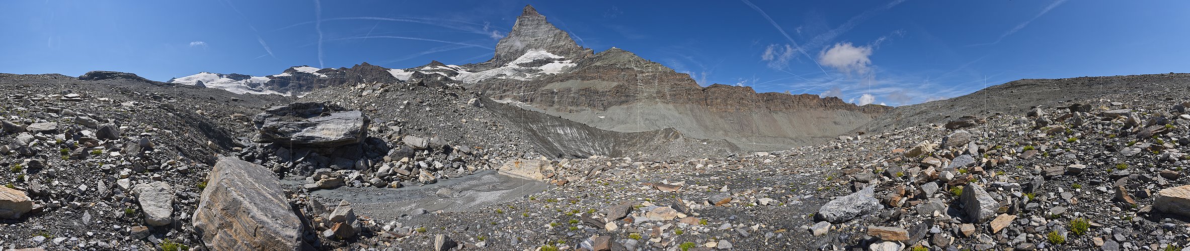 P021994: 360° Panoramafoto Trichter am Rand des Furggletschers (Stand 8.2018)