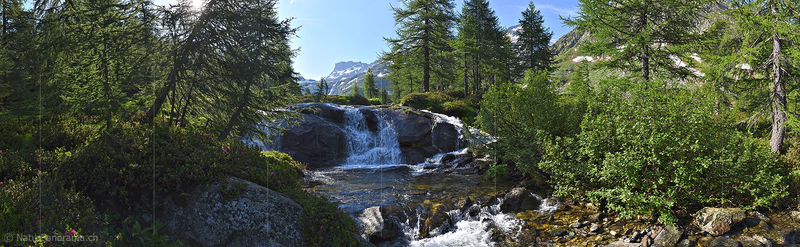 P023161a: Panoramafoto Wasserfall in Naturlandschaft
