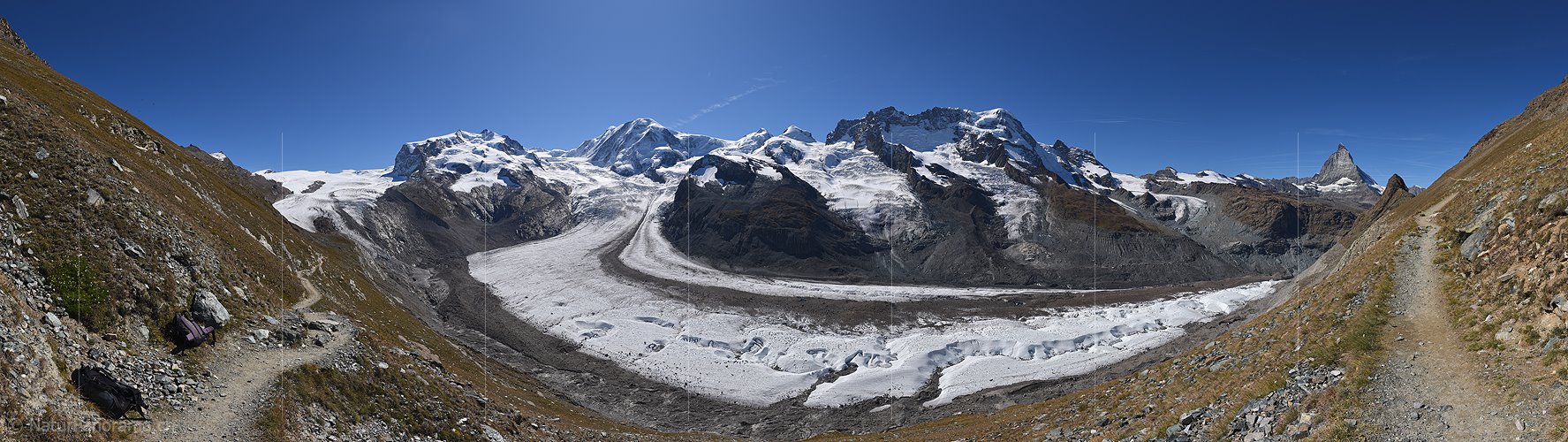 P023717d: Alpenpanorama mit Monte Rosa, Lyskamm, Castor, Pollux, Breithorn und Matterhorn