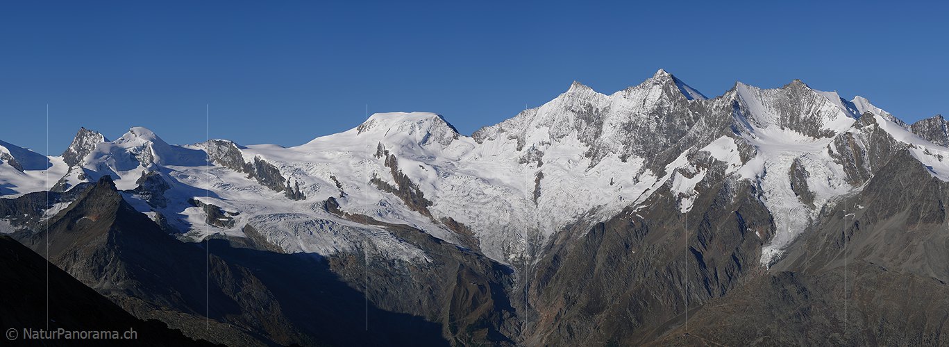 P002499d: Panorama Allalinhorn, Alphubel und Mischabel (Schweizer Alpen)