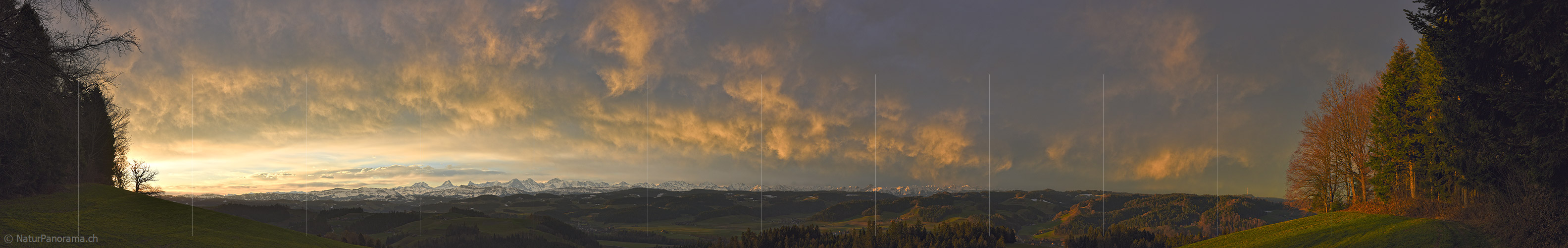 P022883: Panorama photo Illuminated clouds in the morning sky Illuminated clouds in the morning sky