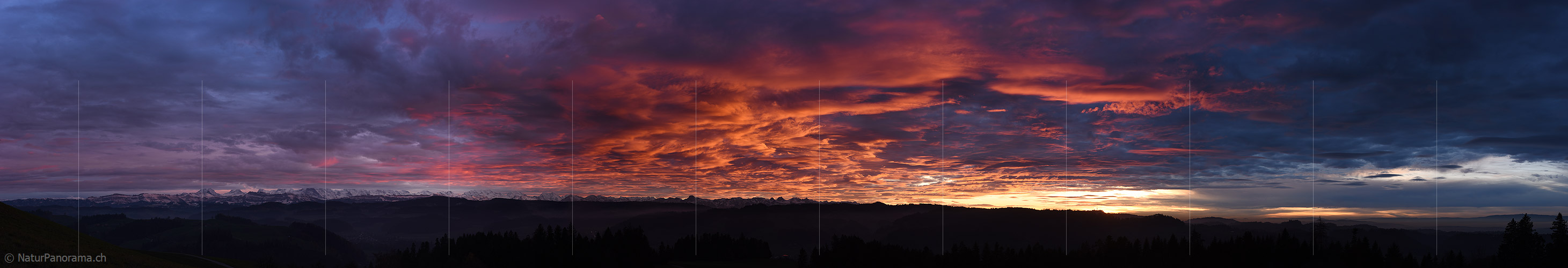 P022703: Panorama photo evening sky with structured and coloured clouds