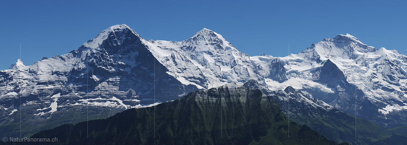 P003892f: Panoramafoto Das Dreigestirn Eiger, Mönch und Jungfrau
