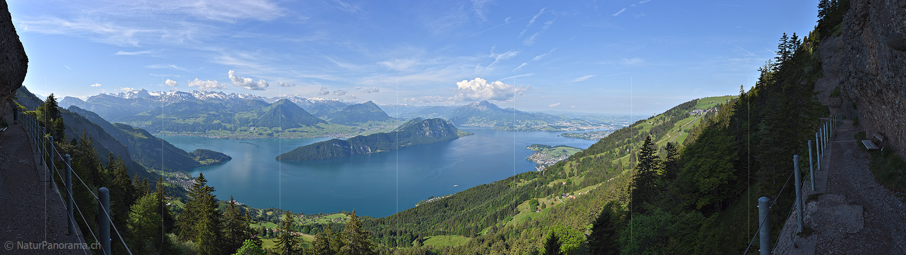 P019855a: Panoramafoto Zentralschweiz und Vierwaldstättersee von Rigi Kaltbad
