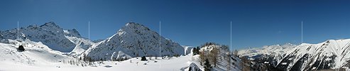 Panoramafoto Winterlandschaft beim Mässersee, Binntal