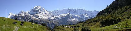 Panoramabild Mürren mit Eiger, Mönch und Jungfrau