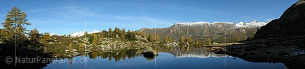 Panoramabild Morgenstimmung am Mässersee, Binntal