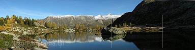 Panorama Morgenstimmung am Mässersee, Binntal