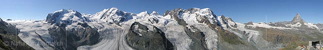Panoramabild Gornergrat mit Monte Rosa und Matterhorn, Zermatt