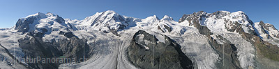 Panorama Monte Rosa, Liskamm, Castor / Pollux and the Breithorn from Gornergrat