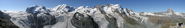 Panoramafoto Monte Rosa und Matterhorn vom Gornergrat