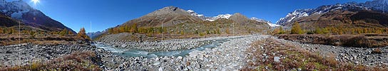 360° Panoramic photo Autumn in Loetschental