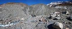 Panoramabild Gletscherbach und Gletschertor im Lötschental