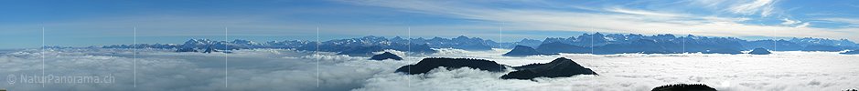 Panorama Rigi Kulm: Säntis - Glarner Alpen - Urner Alpen - Berner Alpen