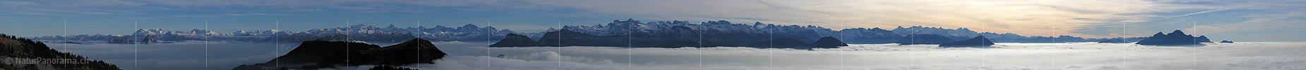 Panorama Rigi Rotstock: Glarner Alpen - Urner Alpen - Berner Alpen - Pilatus