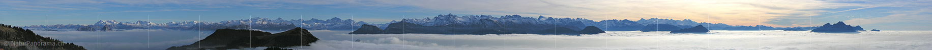 Panoramic View from Rigi Rotstock to the Central Alps