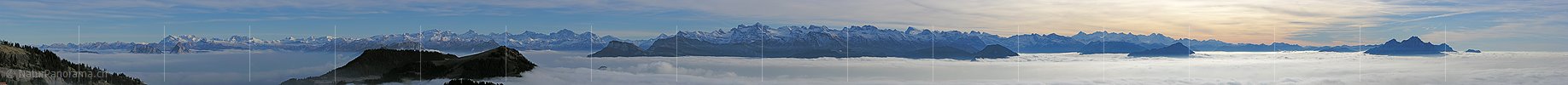 Panoramic view from the Rigi Rotstock of the Central Alps