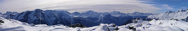 Panoramabild Walliser Alpen von der Moosfluh (Aletscharena)