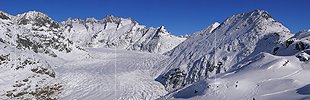 Panoramafoto Aletschgletscher und Bettmerhorn