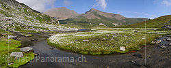 Large panoramic Mountain stream and cotton grass