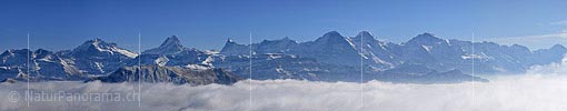 Panoramic image Fog of sea before the alps