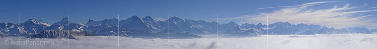 Panoramafoto Berner Alpen mit Nebelmeer